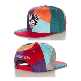 MITCHELL AND NESS BROOKLYN NETS NBA SUEDE SNAPBACK HATS